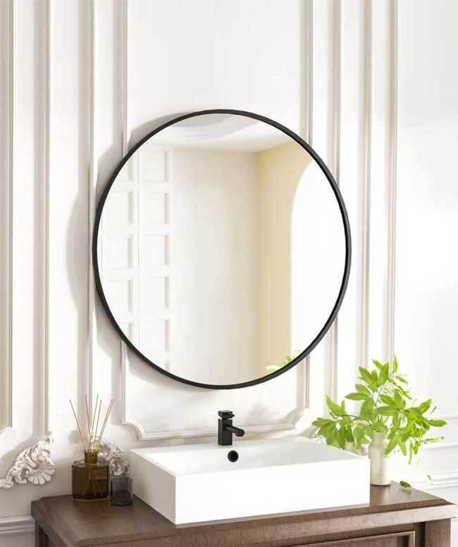 Gehard Round Metal Framed Mirror